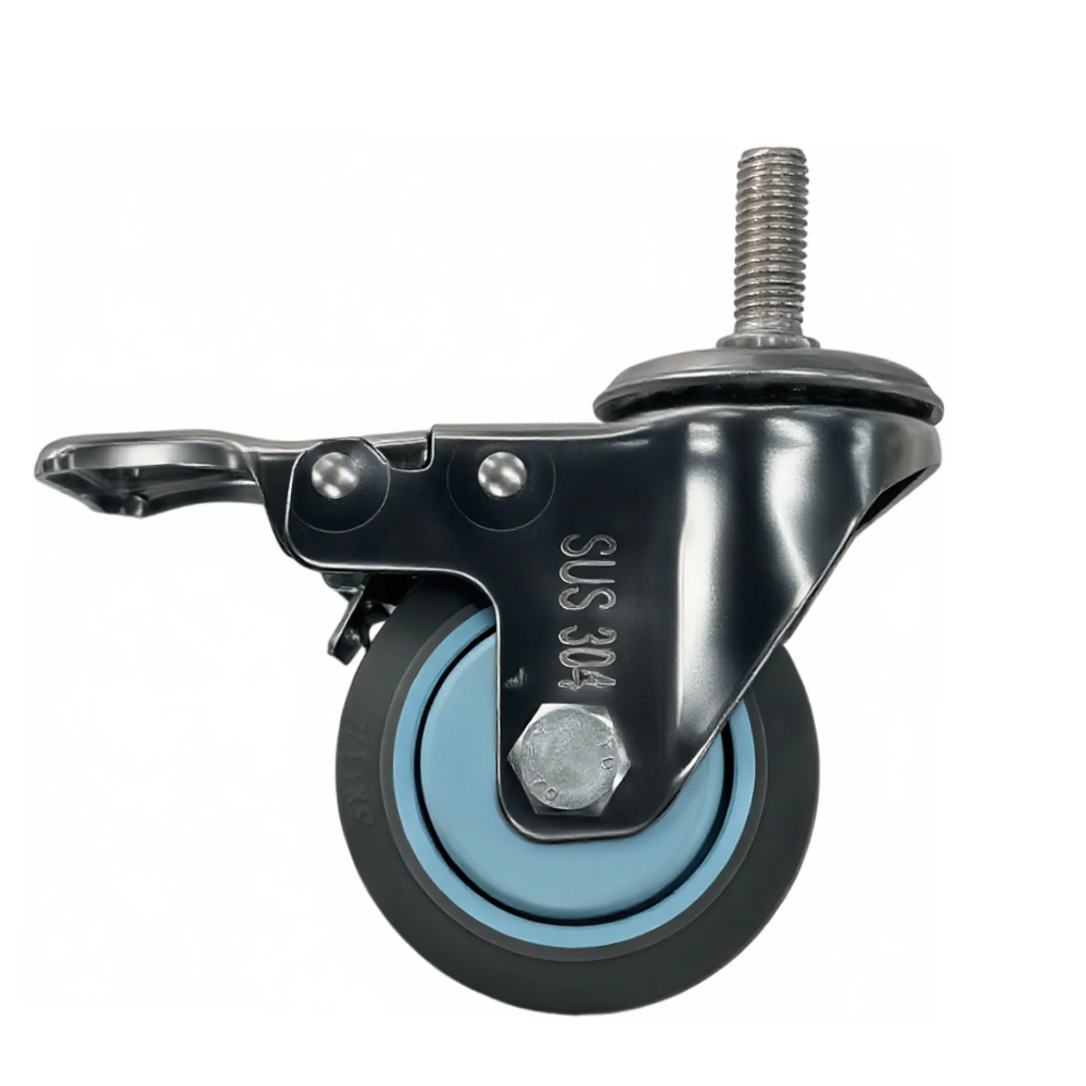 3-inch TPR Medium Duty M12*30 Screw Brake Caster