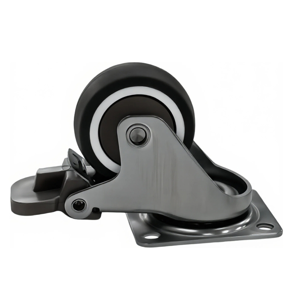 1.5-inch Plate Brake Single-Shaft TPE Caster Wheel